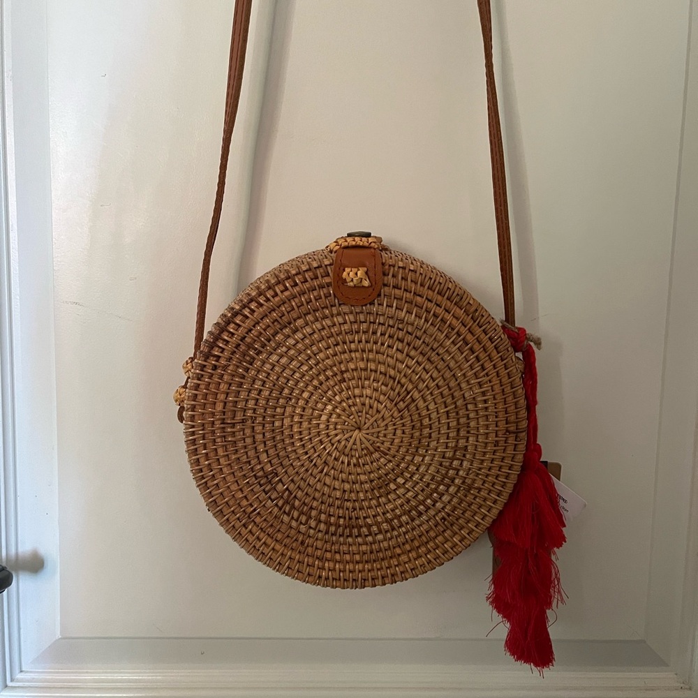 Bali Brown Woven Crossbody Bag